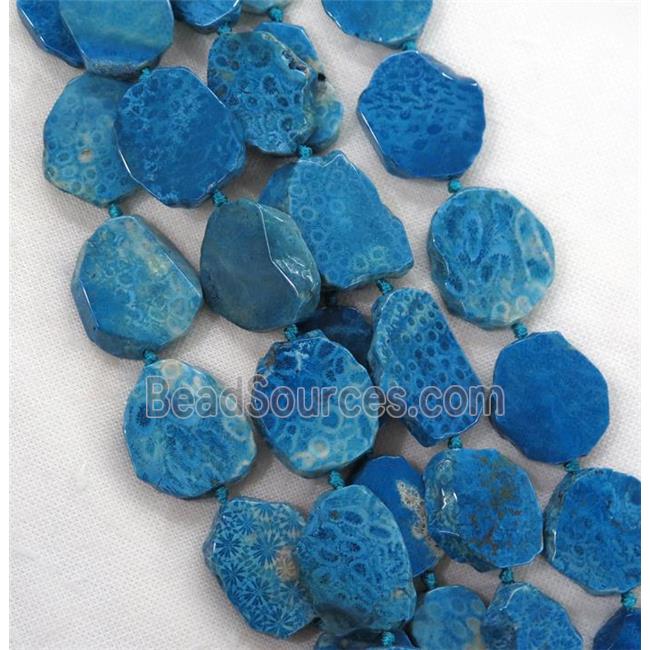 blue Coral Fossil slice beads