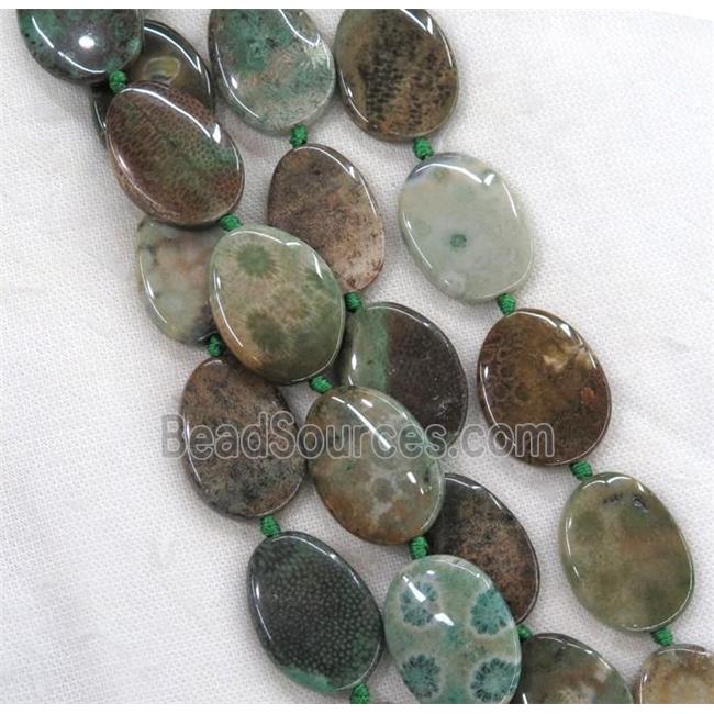 green Coral Fossil beads, freeform