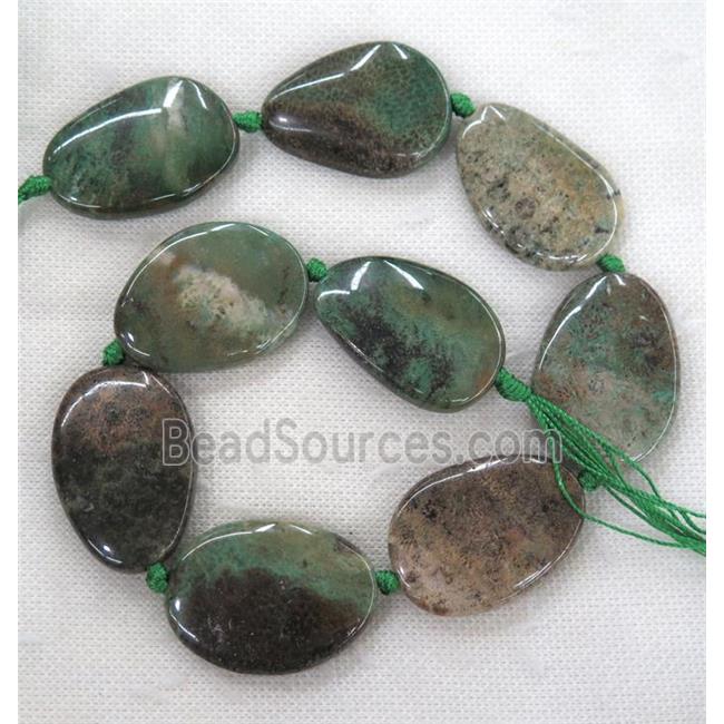 green Coral Fossil beads, freeform