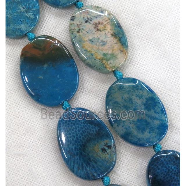 blue Coral Fossil beads, freeform