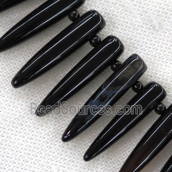 black Agate bullet beads