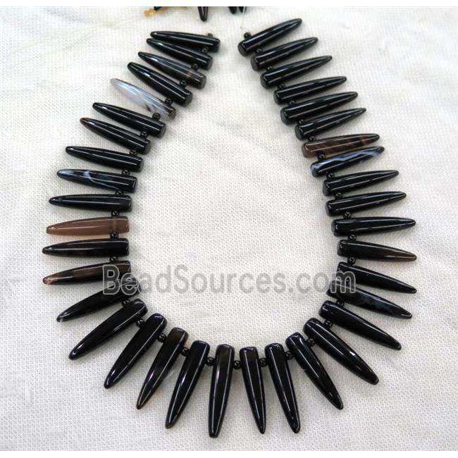 black Agate bullet beads