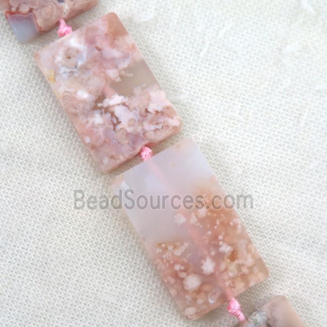 pink Cherry Agate beads, rectangle