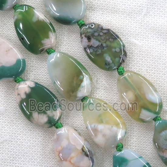 green Cherry Agate beads, teardrop