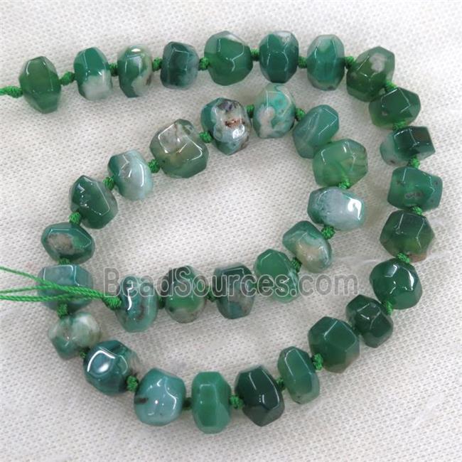 green Cherry Agate beads, faceted rondelle