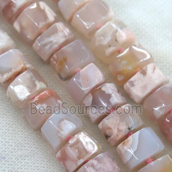 pink Cherry Agate beads, faceted heishi