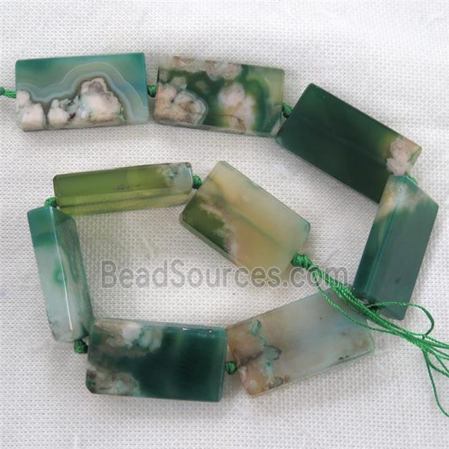 green Cherry Agate beads, rectangle