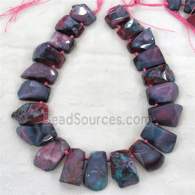 red rock agate collar beads, trapezia