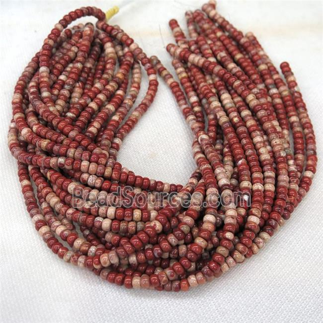 white lace Red Jasper barrel beads