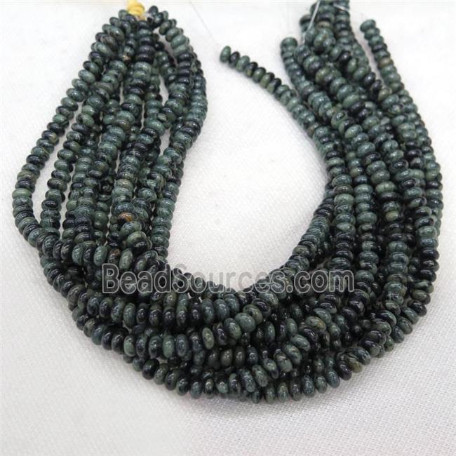 green Kambaba Jasper rondelle beads