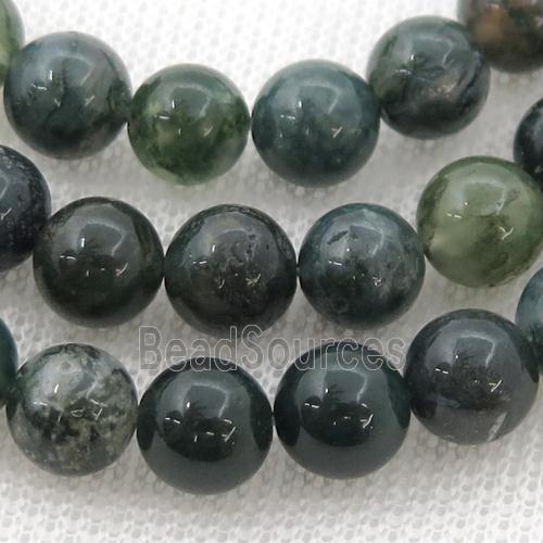 green Moss Agate beads, round