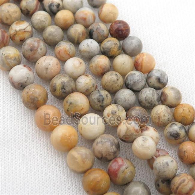 yellow Crazy Agate beads, round