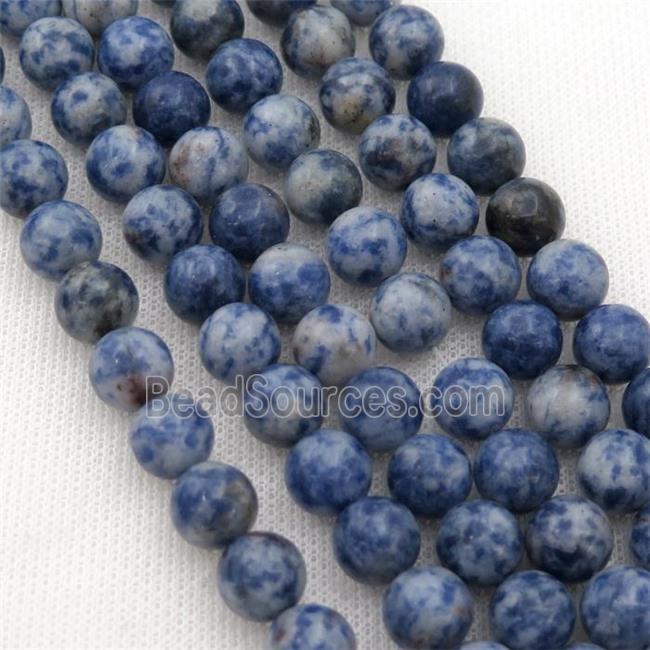 blue Spotted dalmatian jasper beads, round