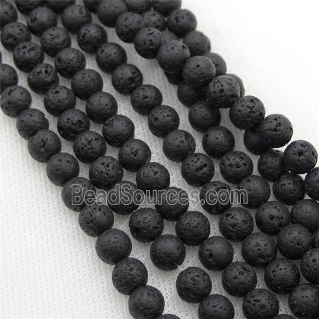 black Lava stone beads, round