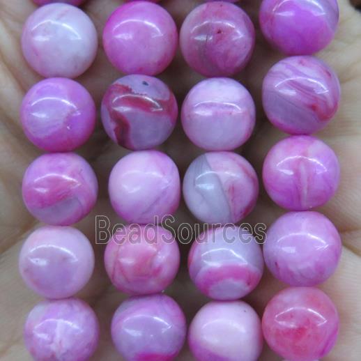 round hotpink Crazy Agate beads, dye