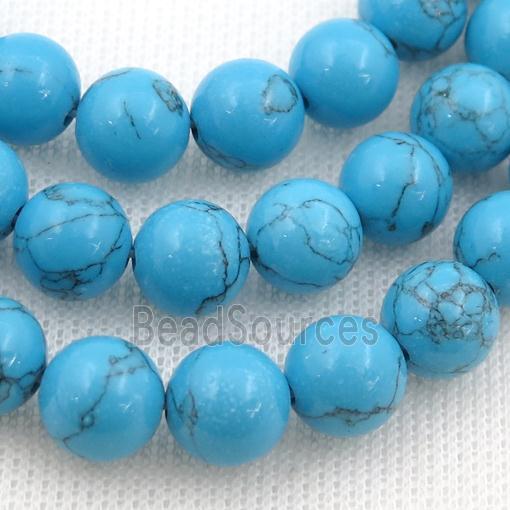 synthetic blue Turquoise beads, round