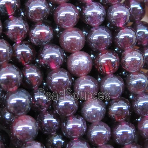 round Garnet beads, dark-red