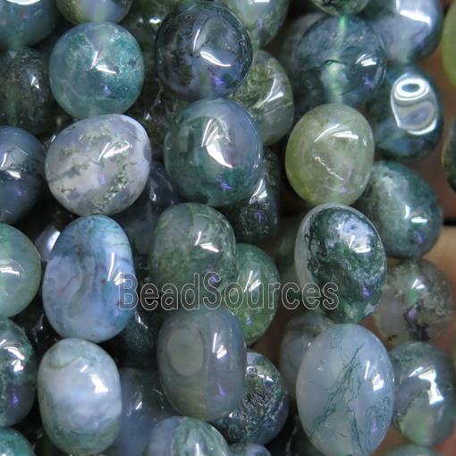 green Moss Agate chip beads, freeform