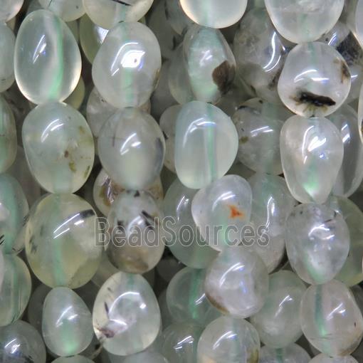 green prehnite chip beads, freeform