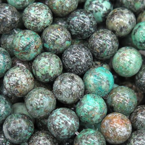 round African turquoise beads, green