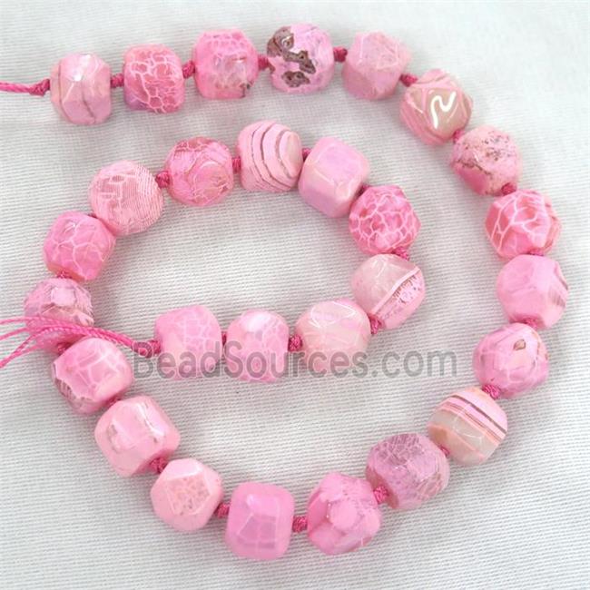 hotpink Dragon veins agate beads, faceted round