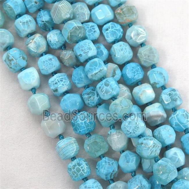 blue Dragon veins agate beads, faceted round