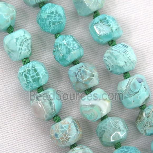 green Dragon veins agate beads, faceted round