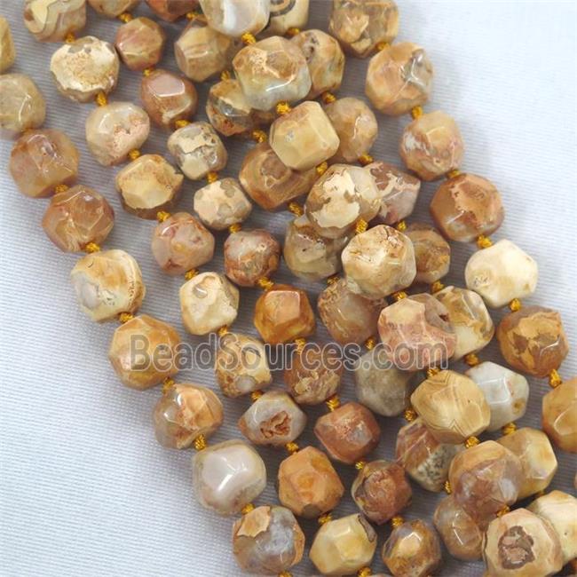 orange Dragon veins agate beads, faceted round