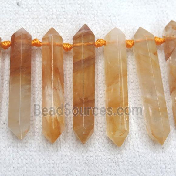 yellow Iron-Quartz Bullet Beads Ferruginous top-drilled