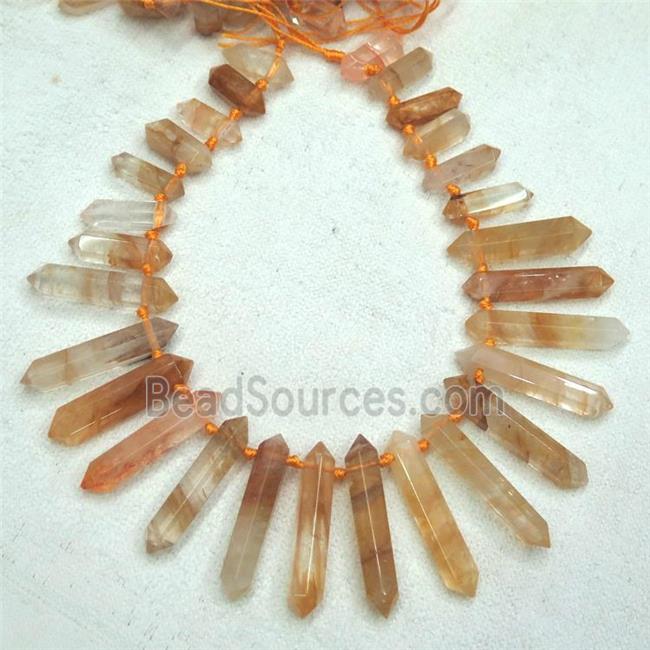 yellow Iron-Quartz Bullet Beads Ferruginous top-drilled