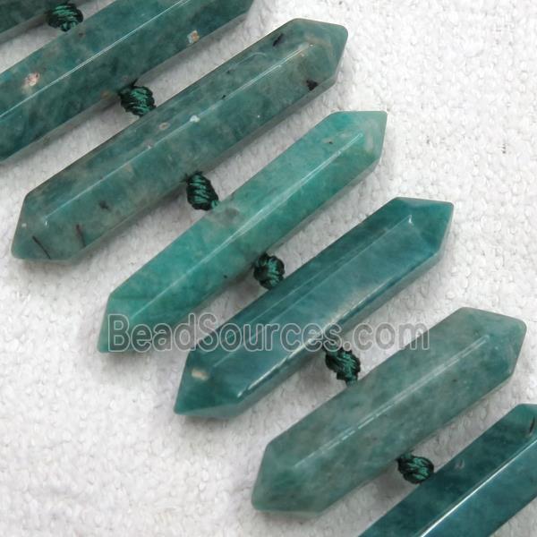 Russian Amazonite bullet beads, green