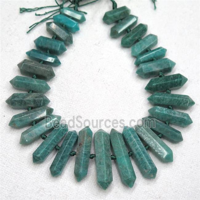 Russian Amazonite bullet beads, green