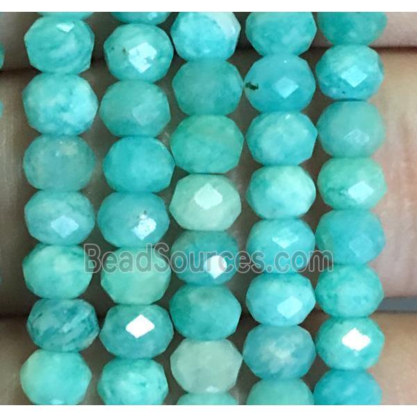 green Russian Amazonite beads, faceted rondelle