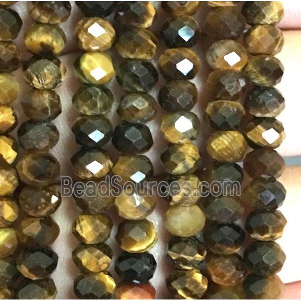 tiger eye stone bead, faceted rondelle