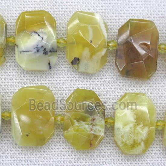 yellow Opal Jasper beads, faceted rectangle