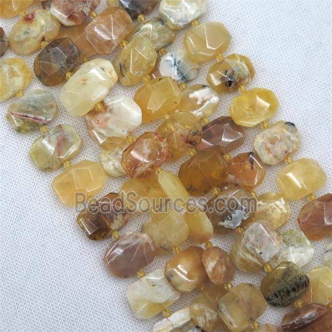 yellow Opal Jasper beads, faceted rectangle