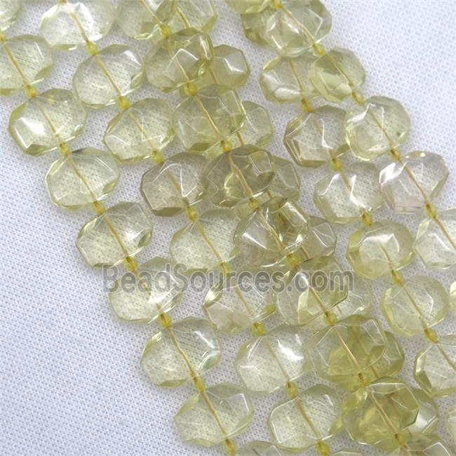 Lemon Quartz beads, faceted rectangle