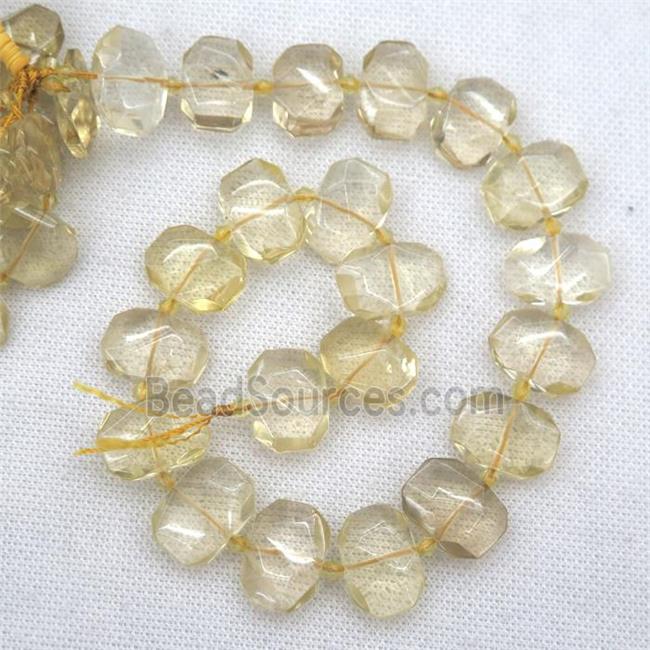 Lemon Quartz beads, faceted rectangle