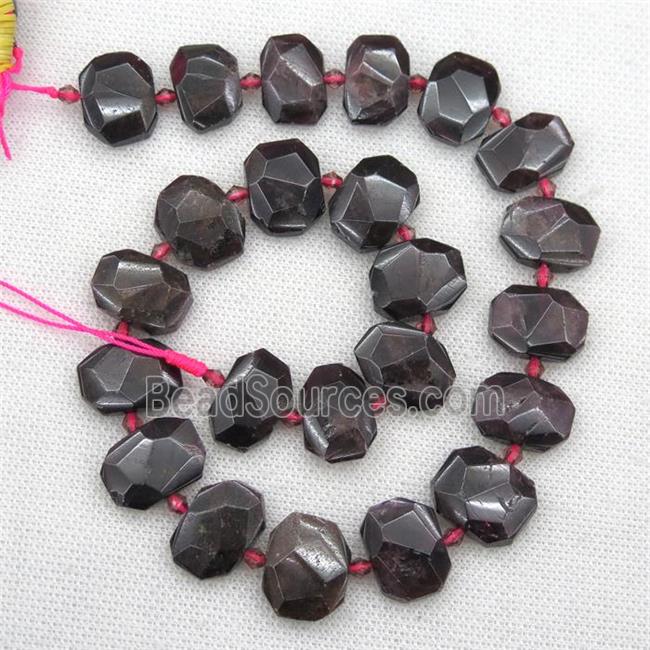 Garnet beads, darkred, faceted rectangle