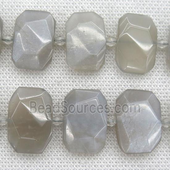 gray MoonStone beads, faceted rectangle