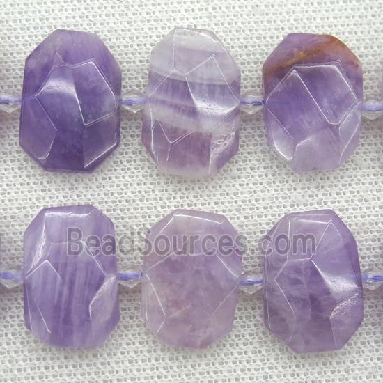 purple Chalcedony beads, faceted rectangle