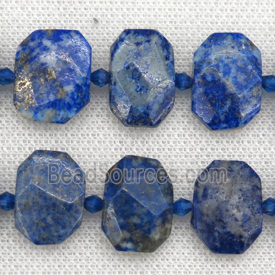 blue Lpais Lazuli beads, faceted rectangle