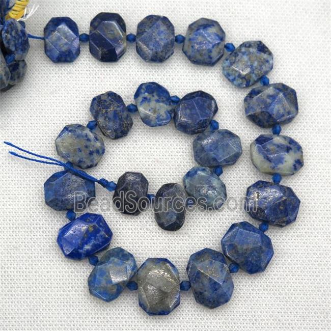 blue Lpais Lazuli beads, faceted rectangle