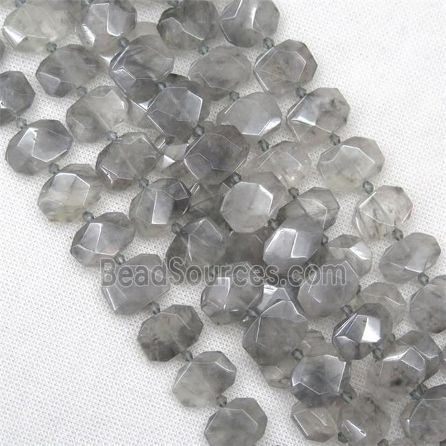 gray Cloud Quartz beads, faceted rectangle