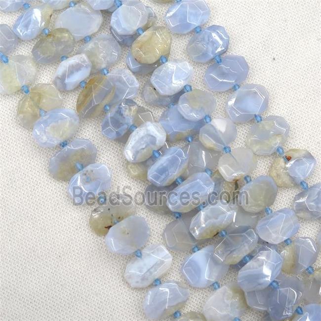 blue Agate beads, faceted rectangle