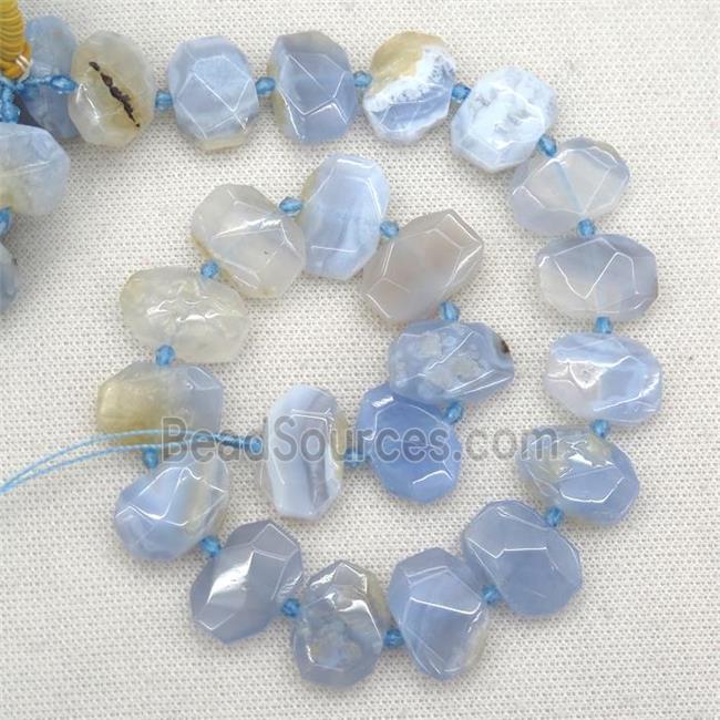 blue Agate beads, faceted rectangle