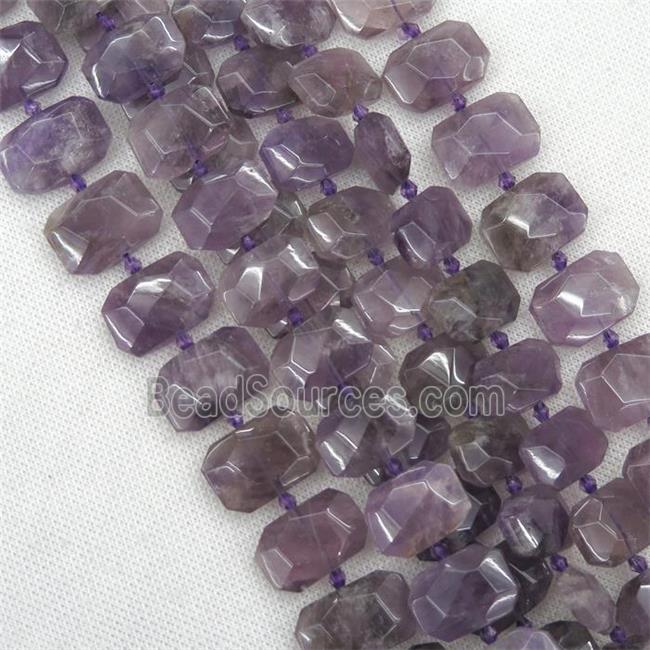 purple Amethyst beads, faceted rectangle