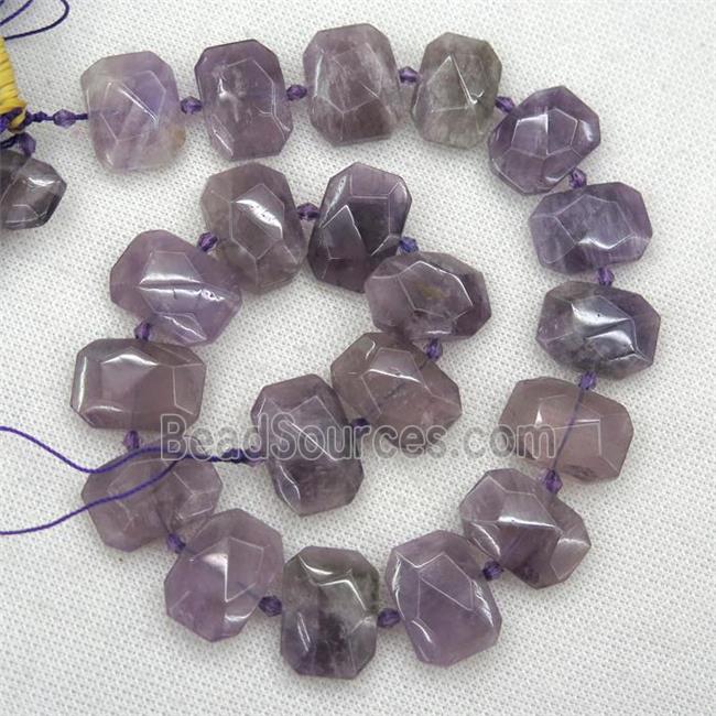 purple Amethyst beads, faceted rectangle