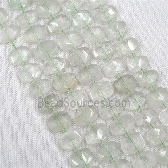 lt.green Quartz beads, faceted rectangle