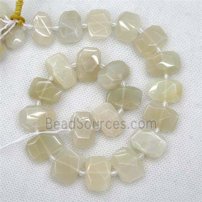 white gray MoonStone beads, faceted rectangle